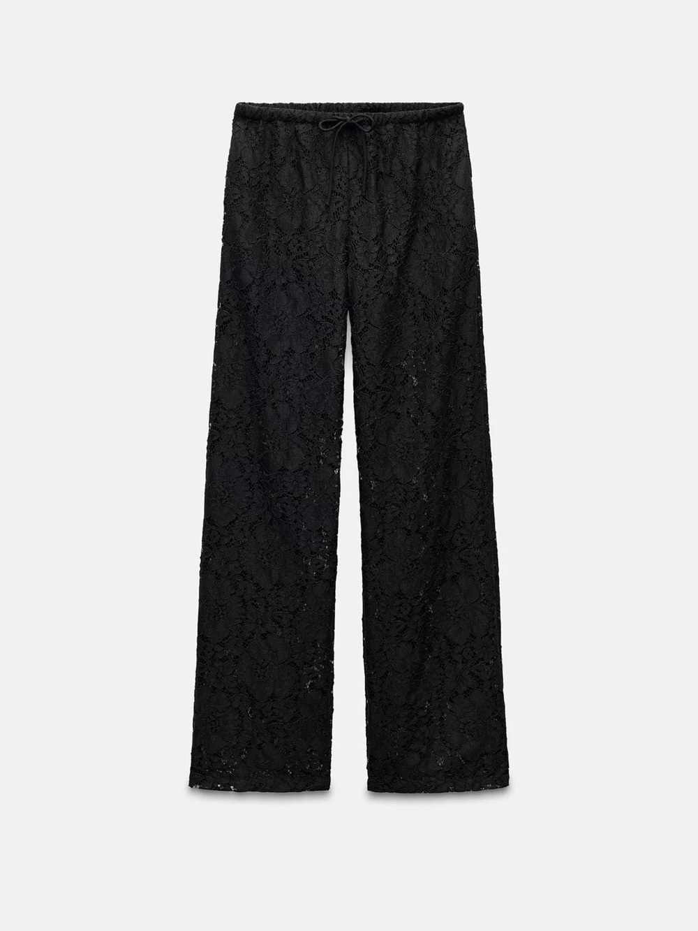 Zara Black Lace Wide-Leg Trousers
